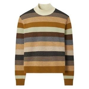 Tory Burch Striped High Neck Sweater With Ribbed Details - NWT